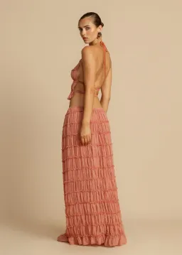 Arcina Ori Juliette Halter and Skirt Set in Peach Size M / AU 10 for rent on The Volte - image 4