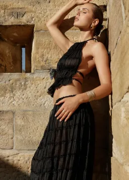 Arcina Ori Juliette Halter Top & Maxi Skirt Set in Black Size S (6-10 AU) for rent on The Volte - image 4