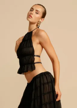 Arcina Ori Juliette Halter Top & Maxi Skirt Set in Black Size S (6-10 AU) for rent on The Volte - image 7