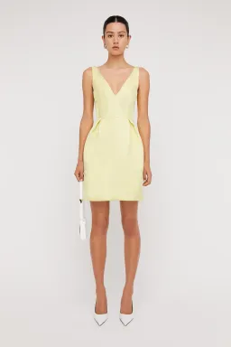 Scanlan Theodore Satin Mini Dress Yellow Size AU 6 for rent on The Volte - image 1
