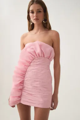Aje Telma Ruffle Micro Mini Dress Pink Quartz Size 10 for rent on The Volte - image 2