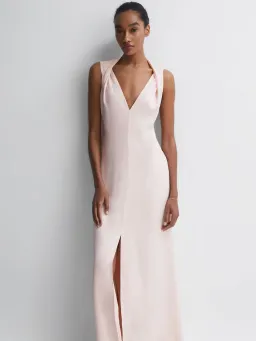 Reiss Lila Bridesmaid Twist Detail Midi Dress Nude Size XS / AU 6 for rent on The Volte - image 2