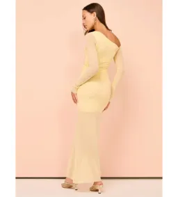 Bec & Bridge Fae Asym Long Sleeve Midi Dress in Butter Yellow Size S / AU 8 for rent on The Volte - image 5