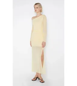Bec & Bridge Fae Asym Long Sleeve Midi Dress in Butter Yellow Size S / AU 8 for rent on The Volte - image 3