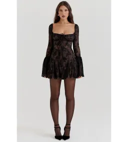 House of CB Analissa Black Lace Corser Mini Dress Size AU 6  for rent on The Volte - image 1