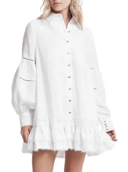 Aje Lotus Shirt Mini Dress Ivory Size 14 for rent on The Volte - image 4