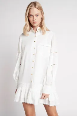 Aje Lotus Shirt Mini Dress Ivory Size 14 for rent on The Volte - image 2