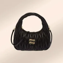  Miu Miu Wander Matelassé Nappa Leather Hobo Black  for rent on The Volte - image 1