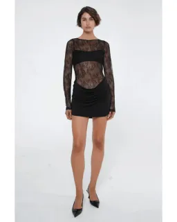 BENNI The Yana Lace Mini Dress Black Size AU 10 for rent on The Volte - image 1
