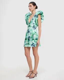 Acler  Denare Mini Dress Juniper Hibiscus  Size 10 for rent on The Volte - image 2