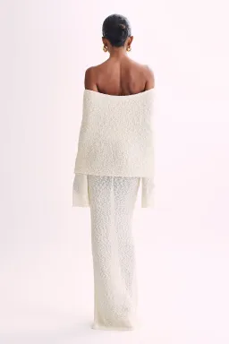Meshki Marisol Off Shoulder Boucle Maxi Dress in Ivory Size M / AU 10 for rent on The Volte - image 2