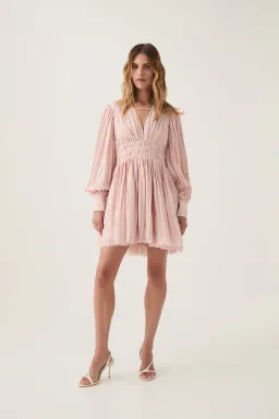 Aje Catalyst Pleated Mini Dress - Blush Pink Size 10 for rent on The Volte - image 1