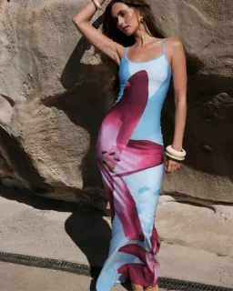 With Harper Lu Slip Dress Sky Lily Floral Size 8  for rent on The Volte - image 2