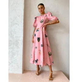 Alemais Cleo Midi Dress Pink Size AU 10 for rent on The Volte - image 1