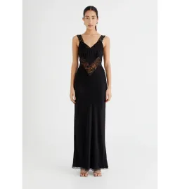Benni Robbie Satin Slip Dress Black Size AU 14  for rent on The Volte - image 1