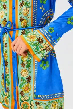 Alemais Linda Satin Mini Dress Blue Floral Size 14 for rent on The Volte - image 5