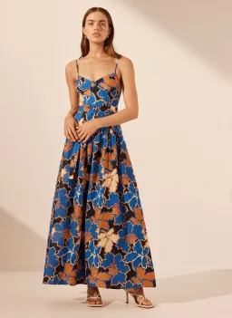 Shona Joy Karla Panelled Bustier Maxi Dress Strong Blue/Multi Size 8 for rent on The Volte - image 1