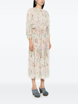 Zimmermann Halliday Embroidered Midi Dress Multi Watercolour Floral Size 1 / AU 10 for rent on The Volte - image 1