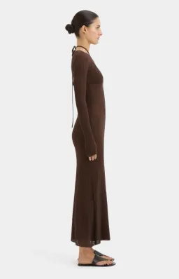 Sir the Label Emmeline Halterneck Long Sleeve Dress Chocolate Size 0 / AU 6 for rent on The Volte - image 2