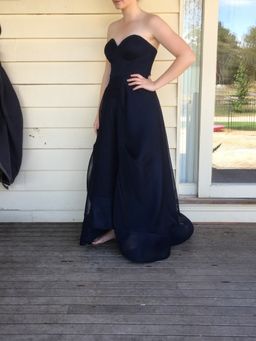 Bariano Strapless Navy Gown Size 8 for rent on The Volte - image 2