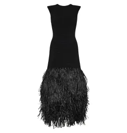 Aje Rushes Raffia Knit Midi Dress Black Size AU XS/US 2 for rent on The Volte - image 5