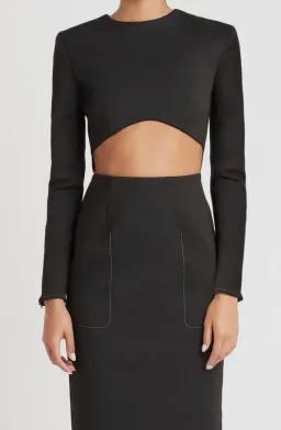 Sir the Label Maxe Black Long Sleeve Cutout Waist Midi Dress size 0 for rent on The Volte - image 2