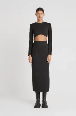 Sir the Label Maxe Black Long Sleeve Cutout Waist Midi Dress size 0 for rent on The Volte - image 3