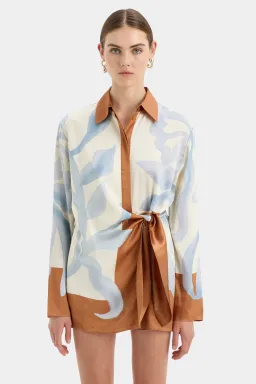 Sir The Label Sorrento Shirt Mini Dress In Sciarpa Print Size 0 / AU 6 for rent on The Volte - image 4