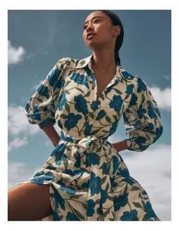 Witchery Silk Linen Blue Violet Shirt Dress in Lapis Size 18 for rent on The Volte - image 2