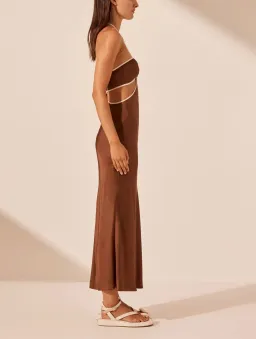 Shona Joy Contrast Halter Midi Dress Chocolate/Ivory Size 8 for rent on The Volte - image 3