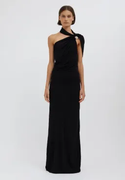Christopher Esber Bezel Quartz Halter Dress Black Size 10 for rent on The Volte - image 1