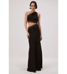 Misha Jillian Satin Maxi Dress Black Size 8  for rent on The Volte - image 1
