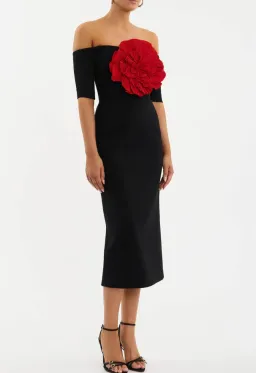 Rebecca Vallance Rhosen Off The Shoulder Midi Dress Black Size 10 for rent on The Volte - image 2