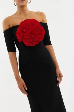 Rebecca Vallance Rhosen Off The Shoulder Midi Dress Black Size 10 for rent on The Volte - image 4