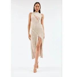 Christopher Esber Deconstruct Marle Spiral Knit Dress Tan Size XS / AU 6 for rent on The Volte - image 1