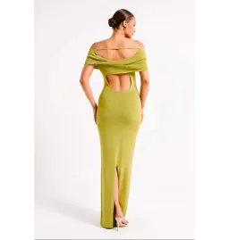 Meshki Terese Off Shoulder Knit Maxi Dress in Parakeet Green Size S / AU 8 for rent on The Volte - image 2