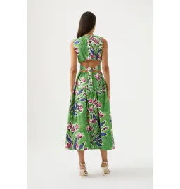 Aje Zorina Tie Midi Dress Native Gumnut Floral Size AU 16 for rent on The Volte - image 2