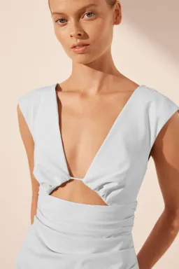 Shona Joy Lani Plunged Cut Out Maxi Dress Sky Ice Blue Size 12 for rent on The Volte - image 4