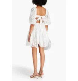 Zimmermann Cutout Broderie Anglaise Linen Mini Dress White Size 1 / AU 10 for rent on The Volte - image 2