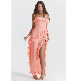 House of CB Ruffle Strapless Maxi Dress Apricot Size XS / AU 6 for rent on The Volte - image 2