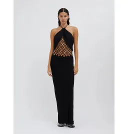 Christopher Esber Fluted Silk Column Dress Black Size AU 8 for rent on The Volte - image 1