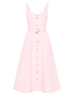 Aje Clay Belted Midi Dress in Pastel Pink Size 6 for rent on The Volte - image 5
