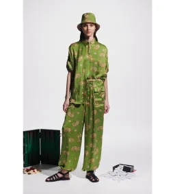 Alemais Dice Silk Shirt and Pant Set Green Size AU 14 for rent on The Volte - image 1