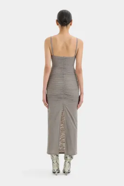 Sir the Label Jacques Gathered Midi Dress in Slate Grey Size 0 / XS/ AU 6 for rent on The Volte - image 2