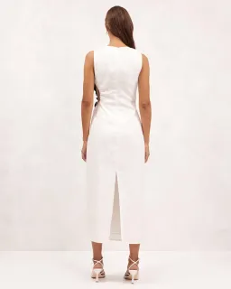 Aere Premium Rosette Midi Dress White Size AU 8 for rent on The Volte - image 3