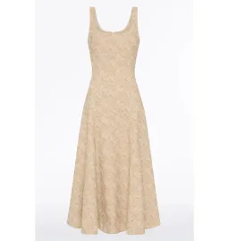 Carla Zampatti Summer Herringbone Fluted Midi Dress Beige Size AU 10 for rent on The Volte - image 5