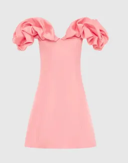 Leo Lin Bella Off Shoulder Frill Mini Dress Strawberry Pink Size AU 8 for rent on The Volte - image 2