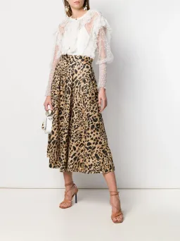 Zimmermann Veneto Linen Skirt Leopard Print Size 6 for rent on The Volte - image 1
