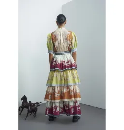 Alemais Marlow Frill Midi Dress Multi Size AU 14 for rent on The Volte - image 3