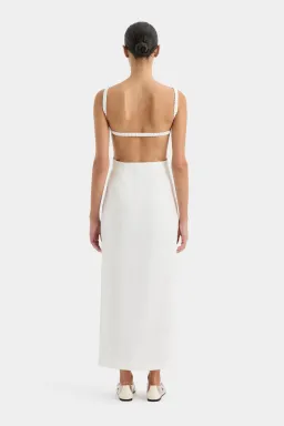 Sir the Label Primrose Ruched Midi Dress Ivory White Size 1 / AU 8 for rent on The Volte - image 3